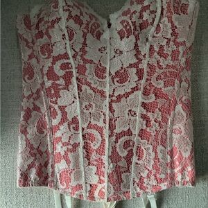 Frederick's of Hollywood Pink and White Lace Corset